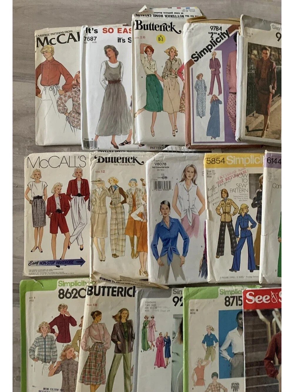 VINTAGE SEWING PATTERN lot of 28 Mixed Women Some Uncut And Cut